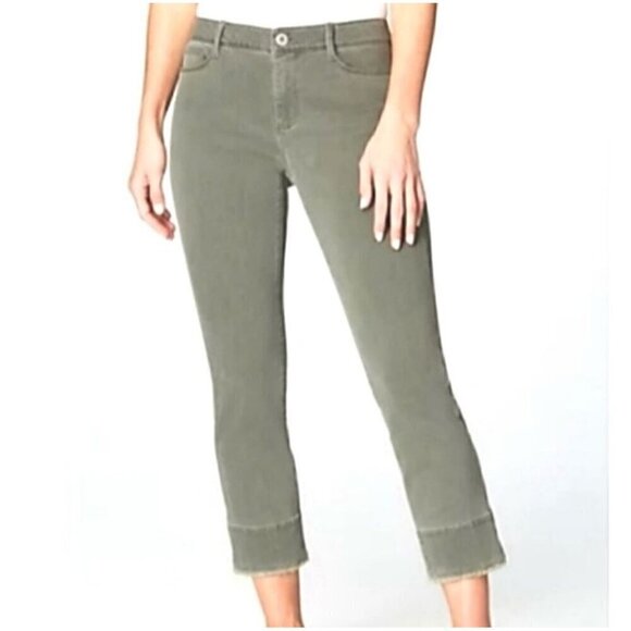 J. Jill Women's Denim Cropped Green Stretch Jeans "Authentic Fit Cropped" Size 4 - Picture 1 of 12